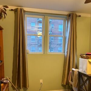 Elegant light filtering shimmery tan/Gold Curtains (pair - set of 2)